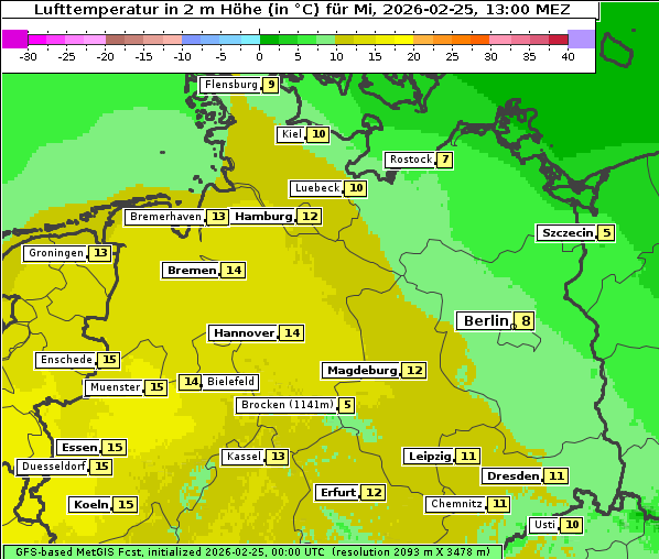 Temperatur, 25. 2. 2026