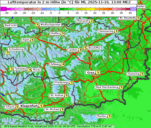 Temperatur, 19. 11. 2025