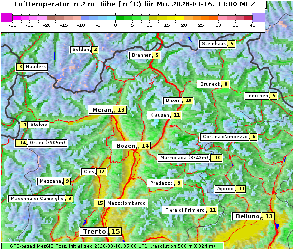 Temperatur, 16. 3. 2026