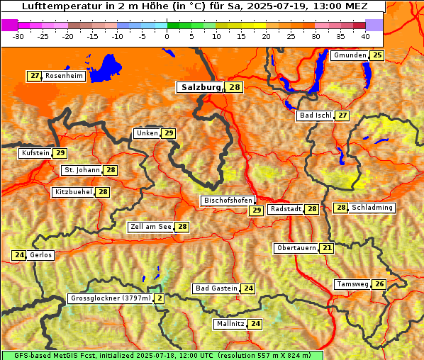 Temperatur, 19. 7. 2025