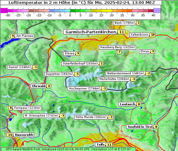 Temperatur, 24. 2. 2025