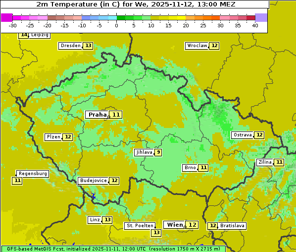 Temperatur, 12. 11. 2025