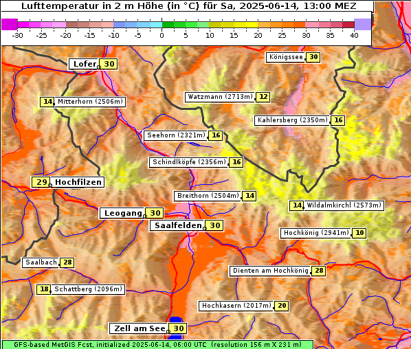 Temperatur, 14. 6. 2025