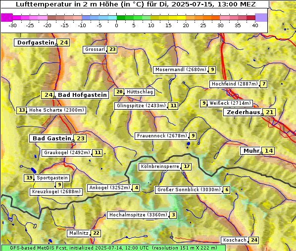 Temperatur, 15. 7. 2025