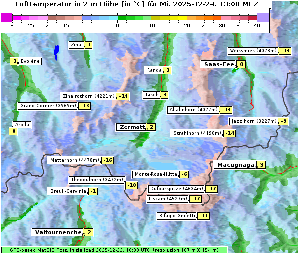 Temperatur, 24. 12. 2025