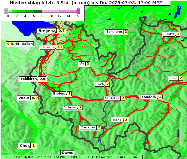 Niederschlag, 3. 7. 2025