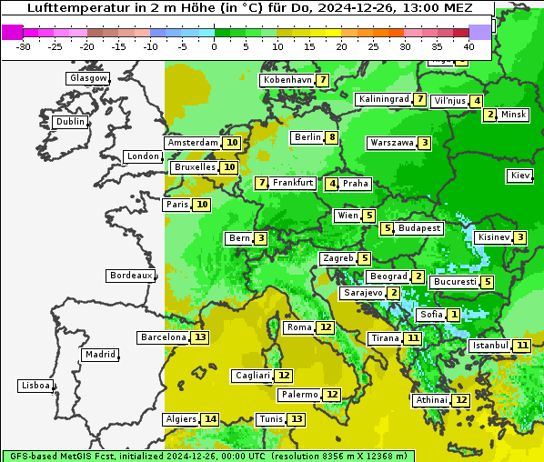 Temperatur, 26. 12. 2024