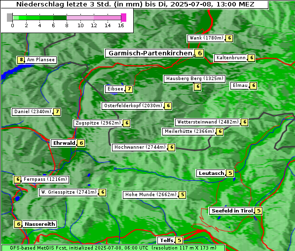 Niederschlag, 8. 7. 2025
