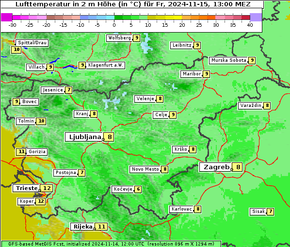 Temperatur, 15. 11. 2024