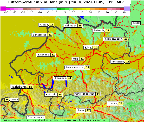 Temperatur, 5. 11. 2024