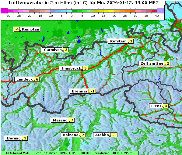 Temperatur, 12. 1. 2026