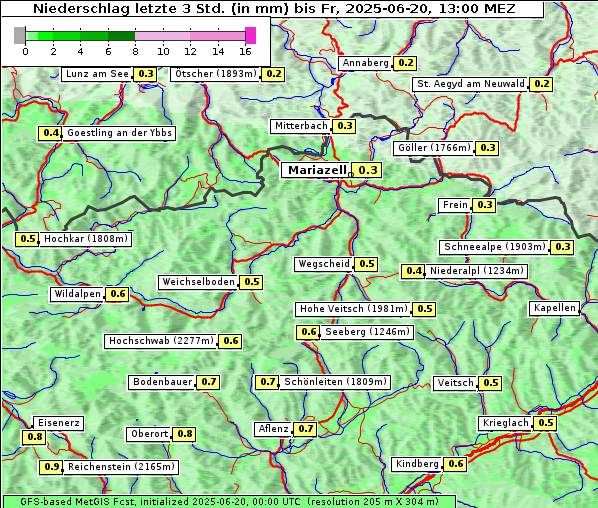 Niederschlag, 20. 6. 2025