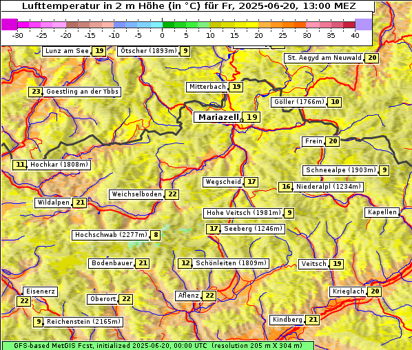 Temperatur, 20. 6. 2025