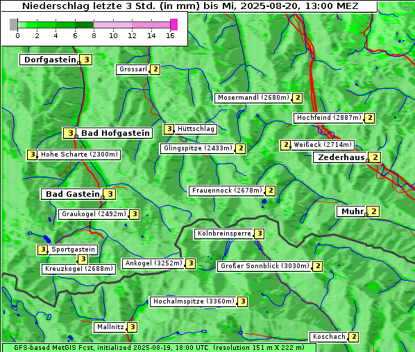 Niederschlag, 20. 8. 2025