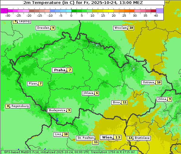 Temperatur, 24. 10. 2025