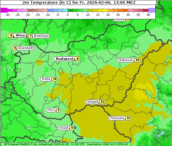 Temperatur, 6. 2. 2026