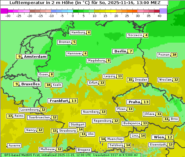 Temperatur, 16. 11. 2025