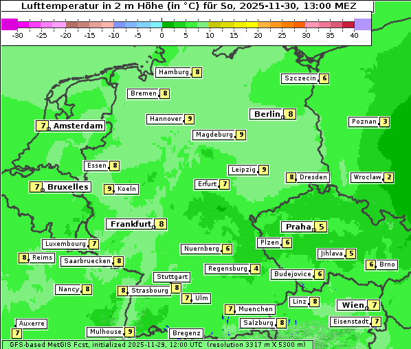 Temperatur, 30. 11. 2025