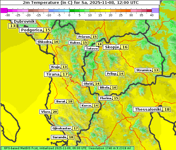 Temperatur, 8. 11. 2025