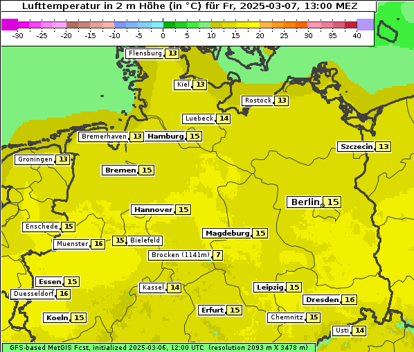 Temperatur, 7. 3. 2025