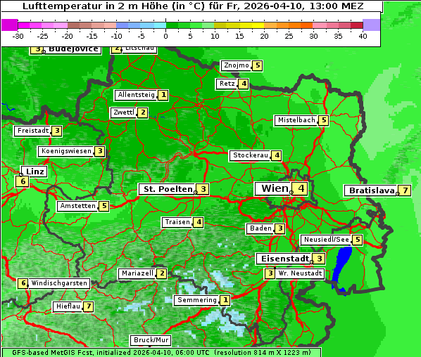 Temperatur, 10. 4. 2026