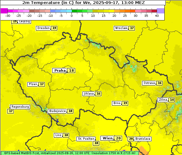 Temperatur, 17. 9. 2025