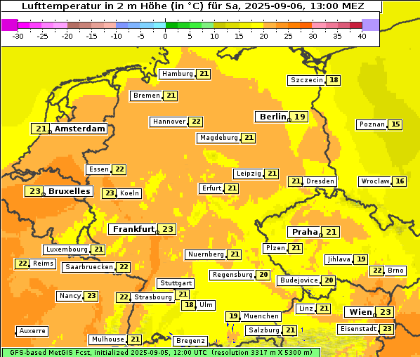 Temperatur, 6. 9. 2025