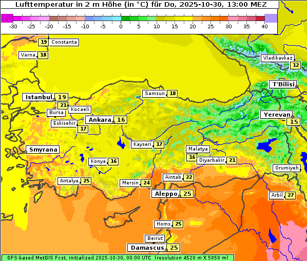 Temperatur, 30. 10. 2025