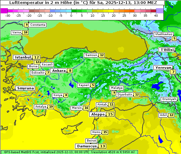 Temperatur, 13. 12. 2025