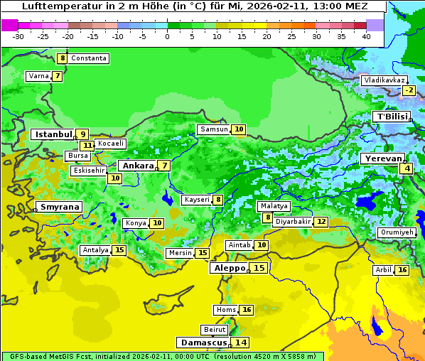 Temperatur, 11. 2. 2026