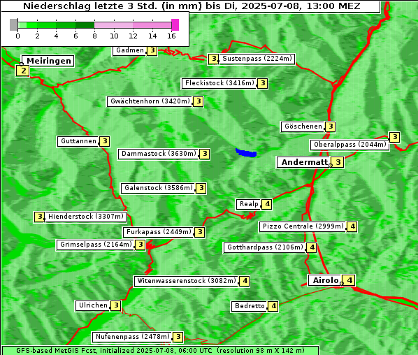 Niederschlag, 8. 7. 2025