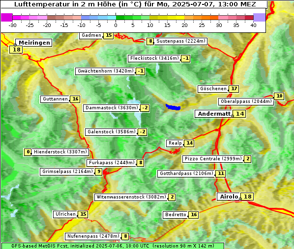 Temperatur, 7. 7. 2025
