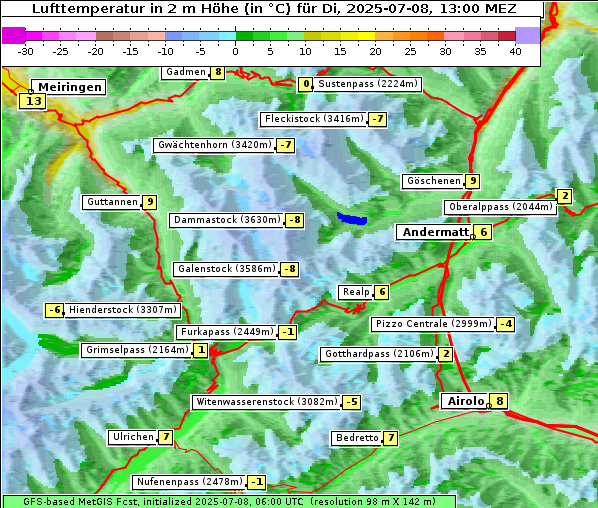 Temperatur, 8. 7. 2025