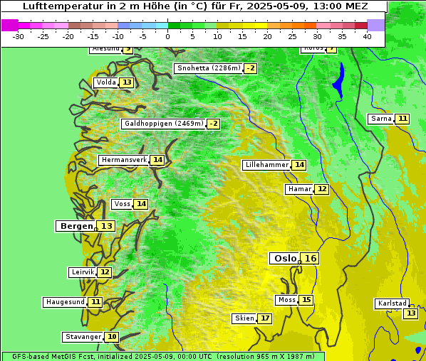 Temperatur, 9. 5. 2025