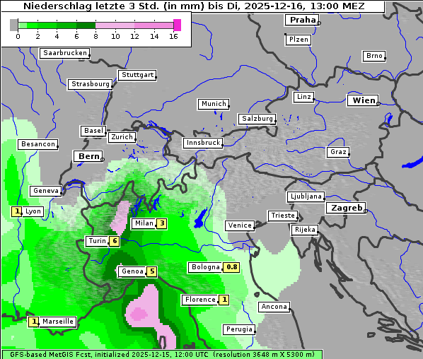 Niederschlag, 16. 12. 2025