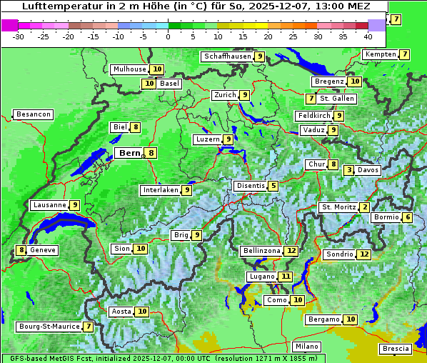 Temperatur, 7. 12. 2025