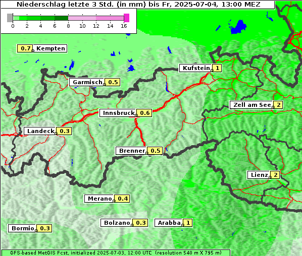 Niederschlag, 4. 7. 2025