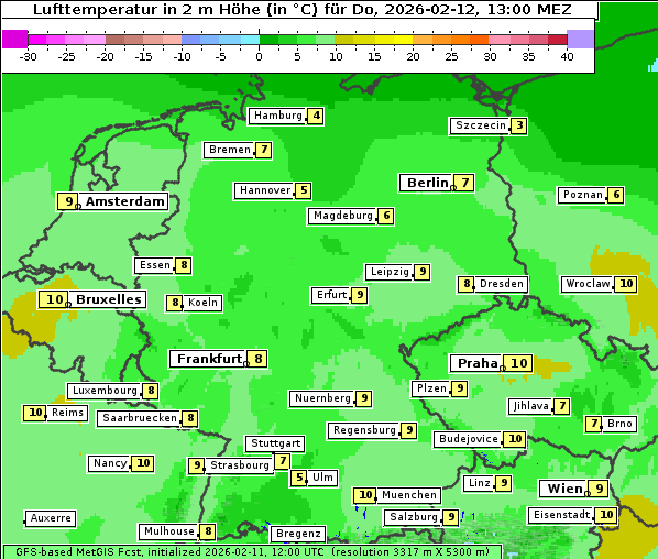 Temperatur, 12. 2. 2026