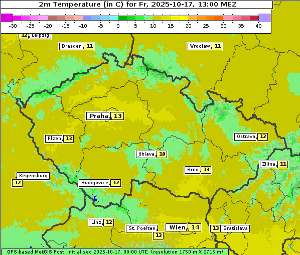 Temperatur, 17. 10. 2025