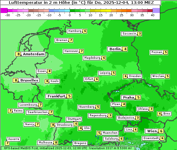 Temperatur, 4. 12. 2025