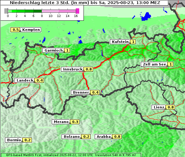 Niederschlag, 23. 8. 2025
