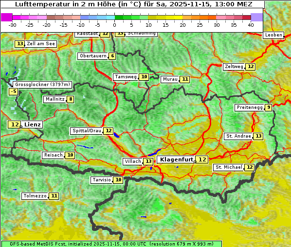 Temperatur, 15. 11. 2025