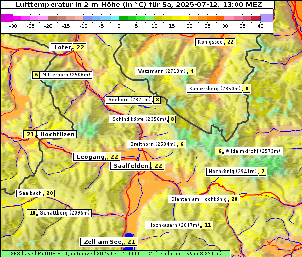 Temperatur, 12. 7. 2025