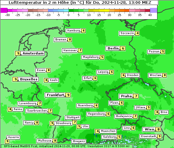 Temperatur, 28. 11. 2024