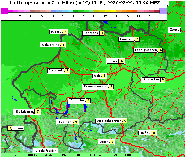 Temperatur, 6. 2. 2026