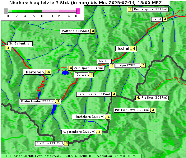 Niederschlag, 14. 7. 2025