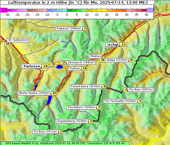 Temperatur, 14. 7. 2025