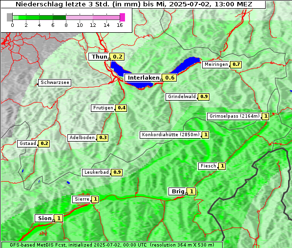Niederschlag, 2. 7. 2025