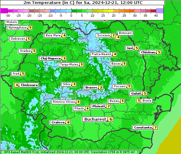 Temperatur, 21. 12. 2024