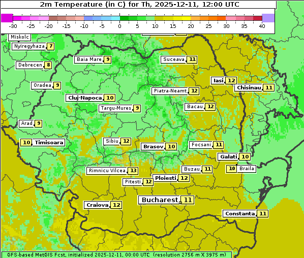 Temperatur, 11. 12. 2025